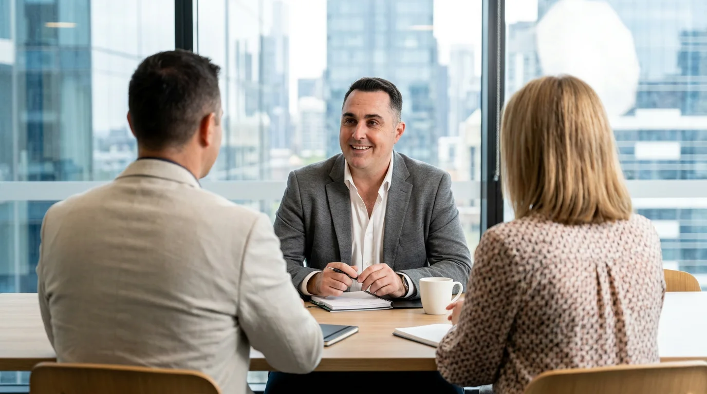 Senior advisor meeting with clients